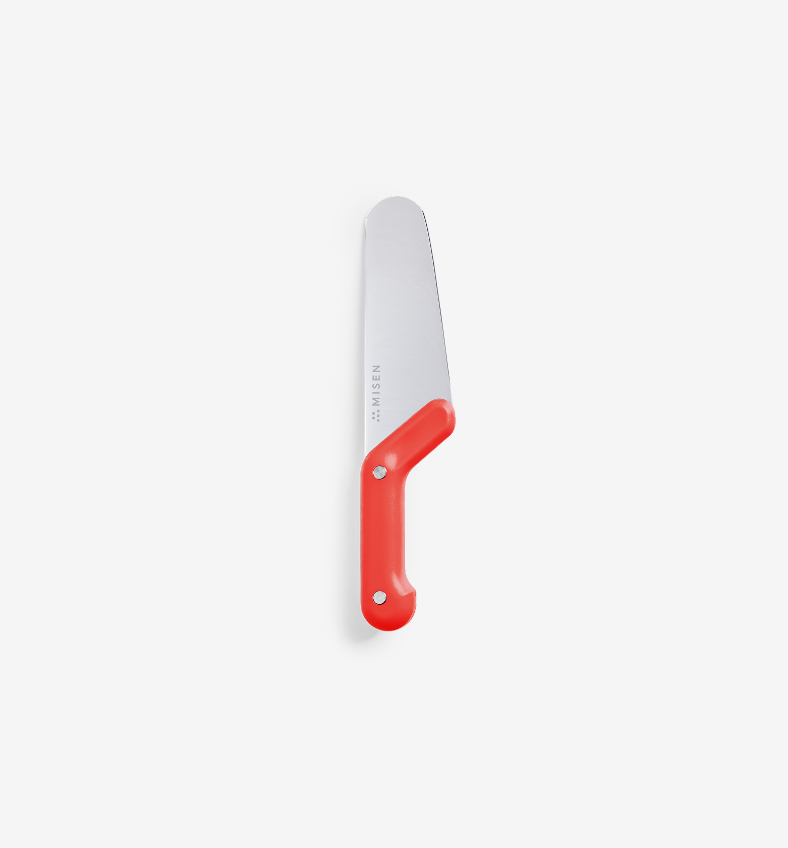 Misen chef's knife with red ergonomic handle and stainless steel blade