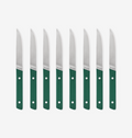 Misen steak knives set of 8 with green handles and stainless steel blades
